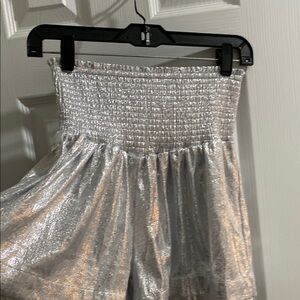Shimmering Silver High-Waisted Shorts